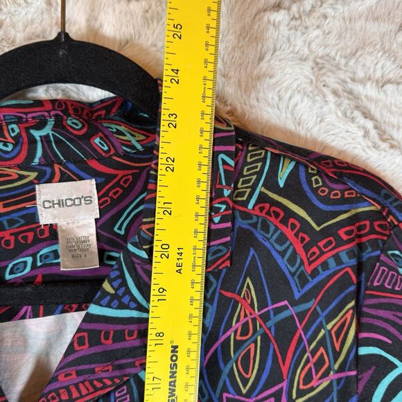 Chico's Jacket Large Size 2 Multi-Color Long Sleeve Button Front Travel Cotton - Picture 6 of 7